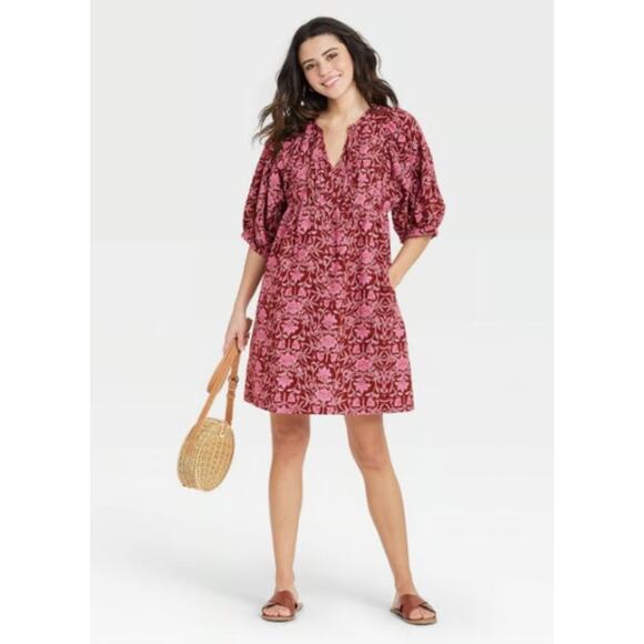 Universal Thread Tops - Universal Thread Tunic / Dress Women's Medium Cotton Floral Bohemian Lagenlook